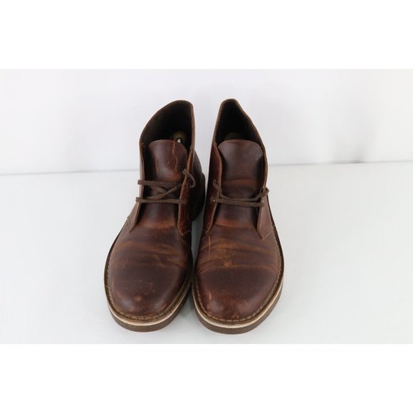 Vintage Clarks Mens 12 Distressed Leather Bushacre Desert Chukka Boots Brown main image 8